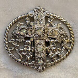 O2 CROSS Oval Belt Buckle 3.25'W x 3'H